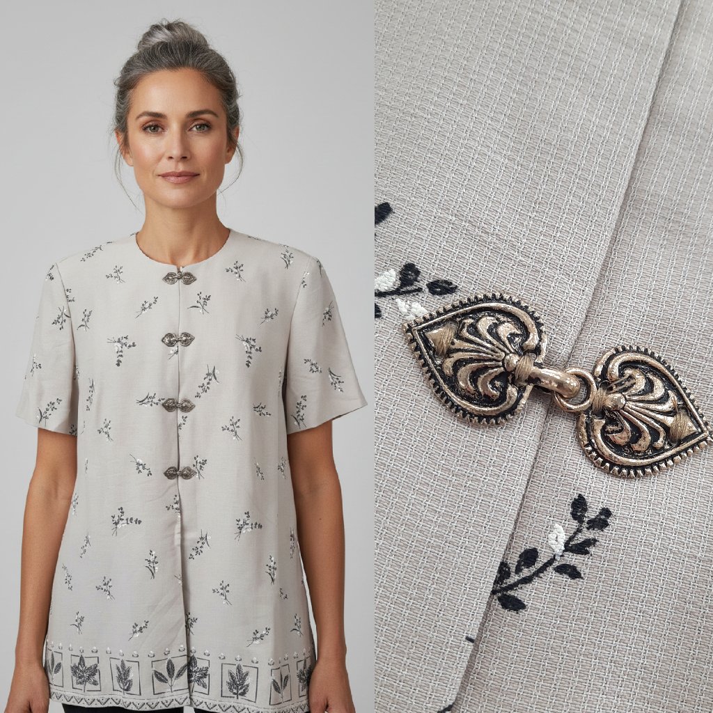 Vtg 80s Asian Inspired Tunic Top  Karen Kwong For RM Richards Brand